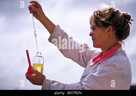 Analysing refined pyrethrum, Australia Stock Photo