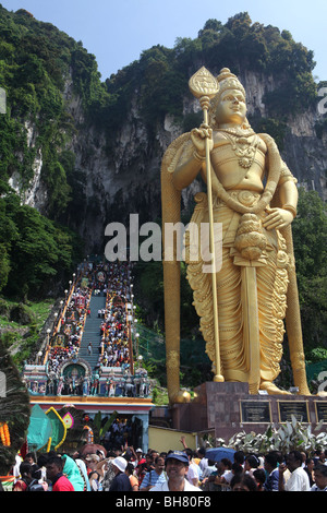 Hindus taking part in Thaipusam,  during a pilgrimage to the Batu Caves north of Kuala Lumpar in Malaysaia. Stock Photo