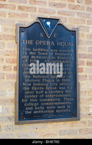 THE OPERA HOUSE  South Carolina historical marker, SC history Stock Photo