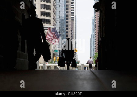 Rear view of pedestrians in an arcade, Philadelphia, PA, USA Stock Photo