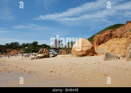 The ground down stack on Maria Luisa beech, Olhos D'Agua, Albufeira, Portugal. After the rockslide that killed 5 people. Stock Photo