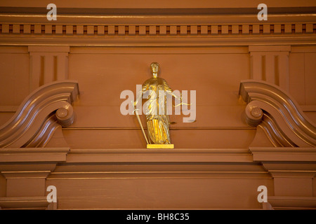 Blindfolded Liberty above the Courtroom in Independence Hall in Philadelphia, Pennsylvania Stock Photo