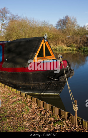 Moored narrow boat on the Grand Union canal at Harefield Middlesex West London UK Stock Photo