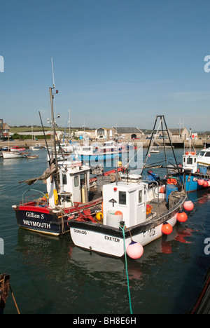 Fishing Boats in West Bay harbour Bridport Stock Photo