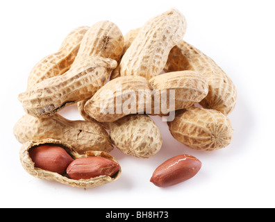 peanuts in shell on a white background Stock Photo