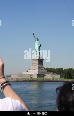 Statue of Liberty. Worldwide, most recognizable icons, of the United States, immigrants, immigration, sea voyage, gift France, public donations, base. Stock Photo