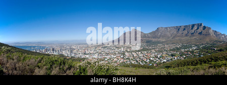Panoramic view for Table Mountain and Cape Town City Taken from Signal Hill Drive Stock Photo