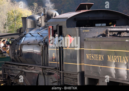 Shay Locomotive at Cass Scenic Railroad State Park in West Virginia Stock Photo