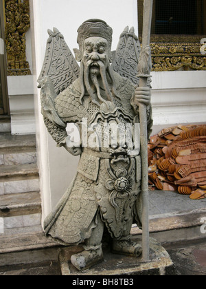 Bangkok, Thailand, Wat Benchamabohit Temple, Outside Views, Detail, Statue in Stone Stock Photo