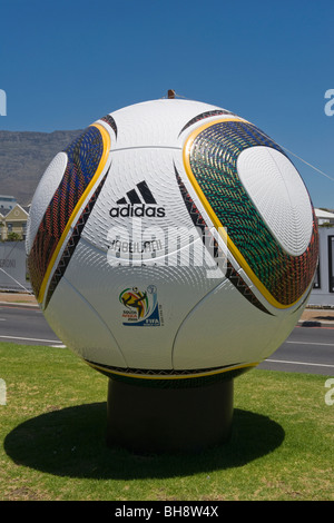 Replica of Jabulani and previous World Cup match balls on display in Cape Town South Africa Stock Photo