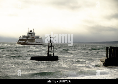 Washington State Ferry Boat from  Washington State Park Fort Casey on a stormy January morning  from Keystone to Port Townsend Stock Photo