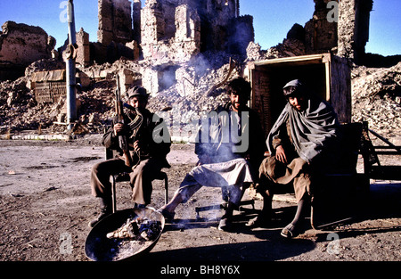 Afghan soldiers loyal to then government on the frontline in Kabul circa 1994 Stock Photo