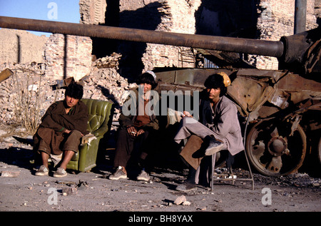 Afghan soldiers loyal to then government on the frontline in Kabul circa 1994 Stock Photo