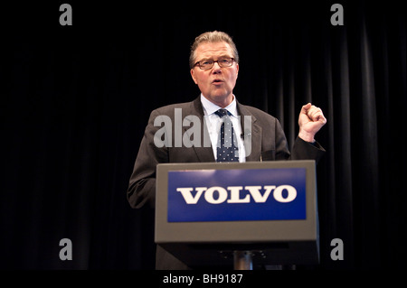 Volvo Trucks CEO Leif Johansson comments on the companys result for the 4th quarter and the  year of 2009 at a pressconference Stock Photo