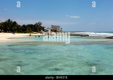 View from Needham Point towards Rockley Beach on the Caribbean island of Barbados Stock Photo