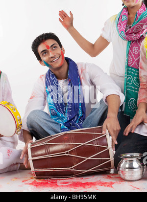 Man with a dholak Stock Photo