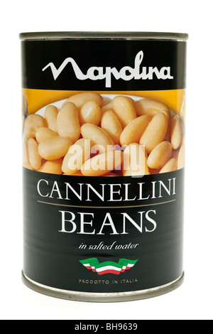 Tin of Napolina Cannellini beans in salted water Stock Photo