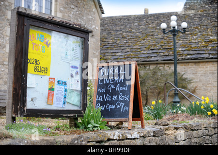 Blackboard advertising a small independent rural cinema in the Cotswolds UK Stock Photo