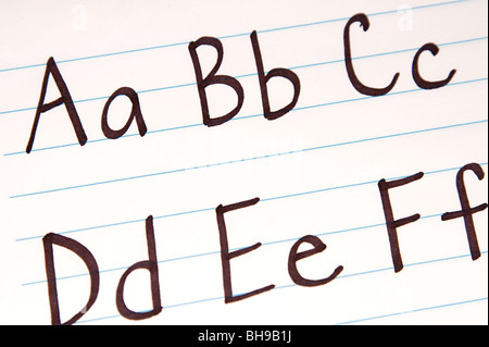 Written letter of the alphabet for students Stock Photo