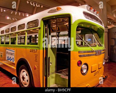 The Montgomery, Alabama bus in which civil rights pioneer Rosa Parks refused to yield her seat to a white passenger in 1955. Stock Photo