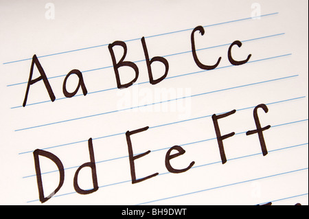 Written letter of the alphabet for students Stock Photo