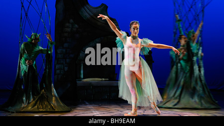 Fairy Queen calling out green fairies from trees in Ballet Jorgen production of Cinderella Toronto Stock Photo