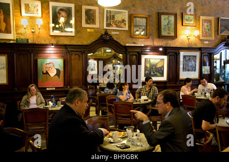 Gran Cafe Torini Buenos Aires Argentina Town City art nouveau Carlos Gardel tango writer Jorge Luis Borges Stock Photo