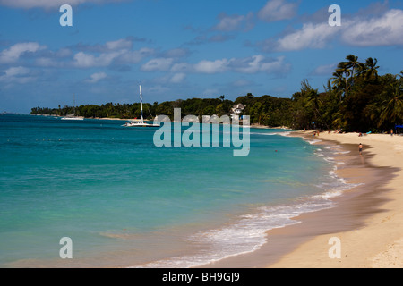 A peaceful cove and beach on the west coast of the Caribbean island of Barbados Stock Photo