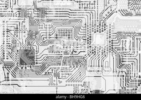 Circuit board industrial electronic monochrome graphical background Stock Photo