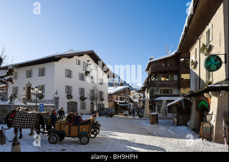 Main street in the centre of the resort of Megeve, Haute Savoie, France Stock Photo
