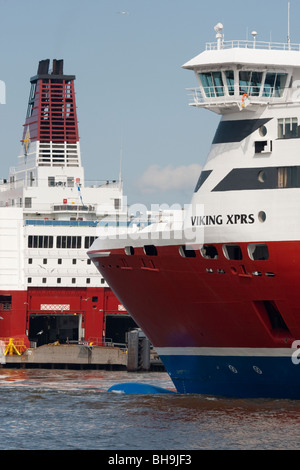 Viking Line ferries at the Port of Helsinki. Stock Photo