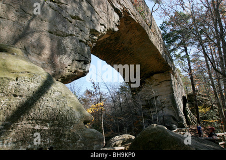 Natural Bridge arch State Park Kentucky fall colors Stock Photo