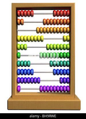 Toy Abacus with Rainbow Colored Beads in front of Brick Wall with Blank ...