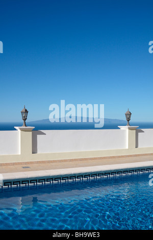 Early morning view from a villa in Roque del Conde on Tenerife to La Gomera Canary Islands Spain Stock Photo