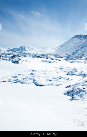 Wnter landscape from a skiing resort in Iceland Stock Photo