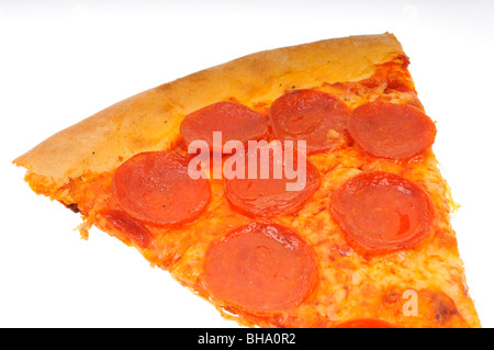 Slice of pepperoni pizza on white background. Stock Photo