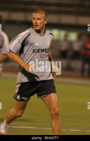 English footballer David Beckham training with Real Madrid, in Tokyo, Japan, 2004. Stock Photo