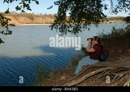 Tourists enjoy the various scenic vistas in Zimbabwe's Umfurudzi Safari Area. Stock Photo