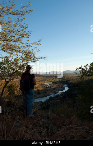 Tourists enjoy the various scenic vistas in Zimbabwe's Umfurudzi Safari Area. Stock Photo