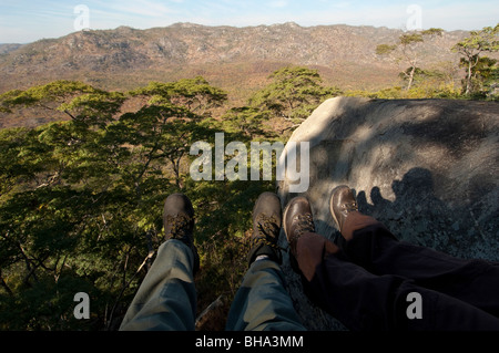 Tourists enjoy the various scenic vistas in Zimbabwe's Umfurudzi Safari Area. Stock Photo