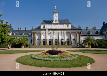 Rear of the Wasserpalais of Schloss Pillnitz on the Elbe river near the city of Dresden Stock Photo