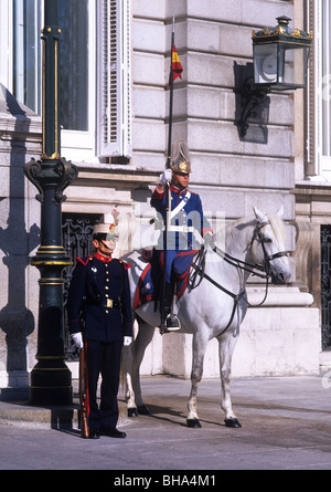 Guards outside royal palace in Madrid, Spain, Europe Stock Photo
