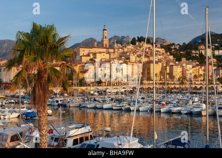 the harbour and Old Town of Menton, Cote d'Azur, Provence, France Stock Photo