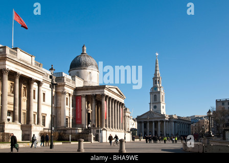 National Gallery and St Martins in Trafalgar Square London Stock Photo