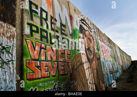 The barrier between Israel and the Palestinian west bank. Stock Photo