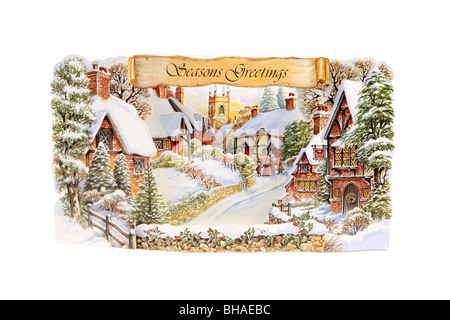 3D Christmas Card against a white background Stock Photo