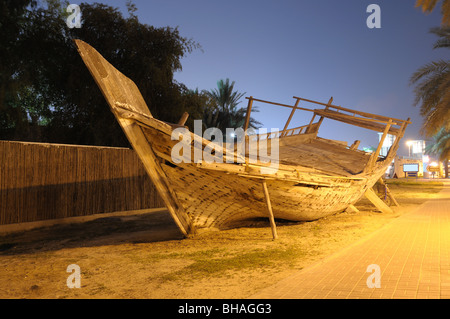 Traditional Wooden Dhow in Dubai, United Arab Emirates Stock Photo