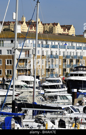 Landscape Brighton Marina Houses ,Boats .Old ,New,Buildings Stock Photo