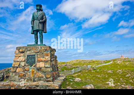 Statue of John Cabot who first landed at Cape Bonavista in 1497. Cape Bonavista, Bonavista Peninsula, Discovery Trail, Bonavista Stock Photo