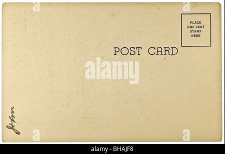 Blank vintage postcard from early-to-mid-1900s with copyspace Stock Photo